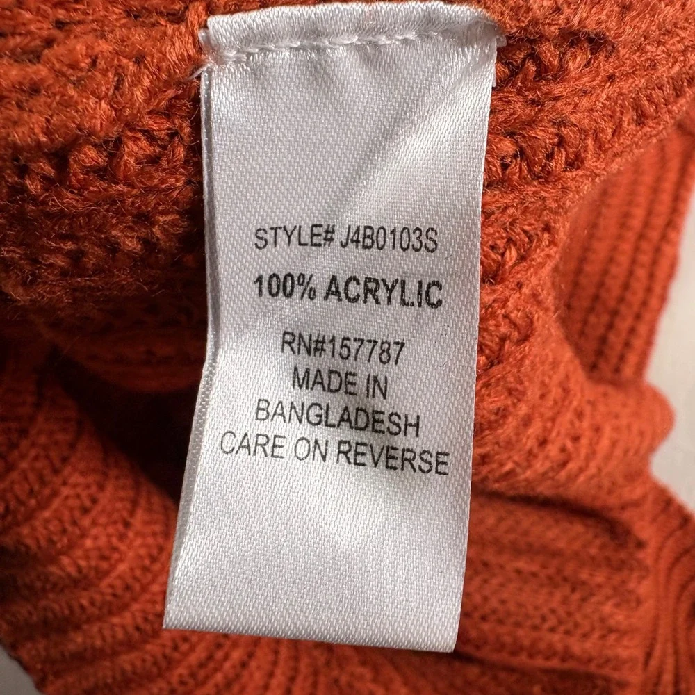 Full Circle Trends Rust Orange V-Neck Chunky Knit Sweater NWT Medium J4B0103S